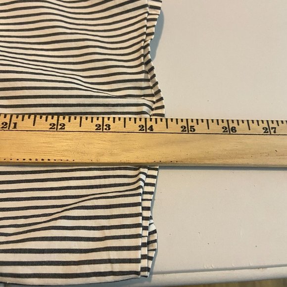 Chicos Womens 3 US XL 16 Button Up Blouse Gray Stripe Tie Sleeve Hem Collar Top - Picture 8 of 10